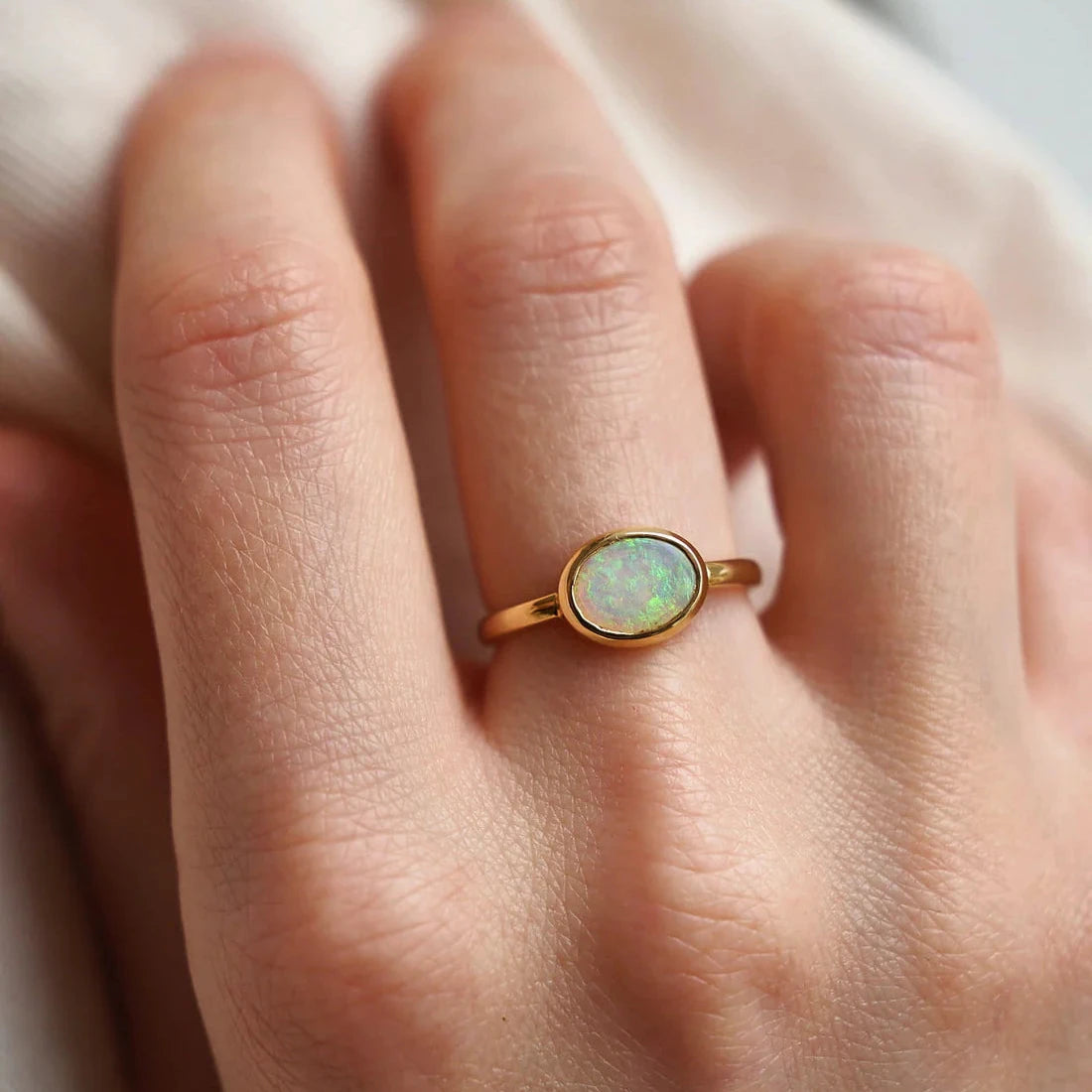 Gold Ring with Oval Opal