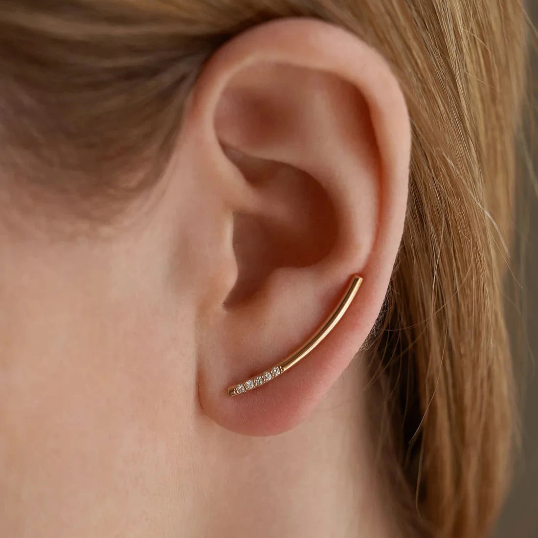 Gold Cuff Earrings with Diamonds