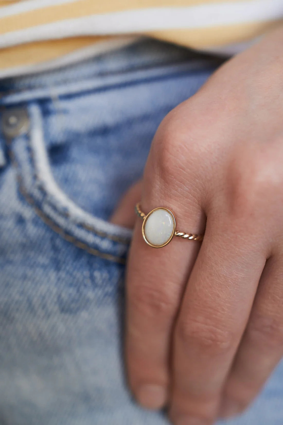 Gold Ring with Oval Opal