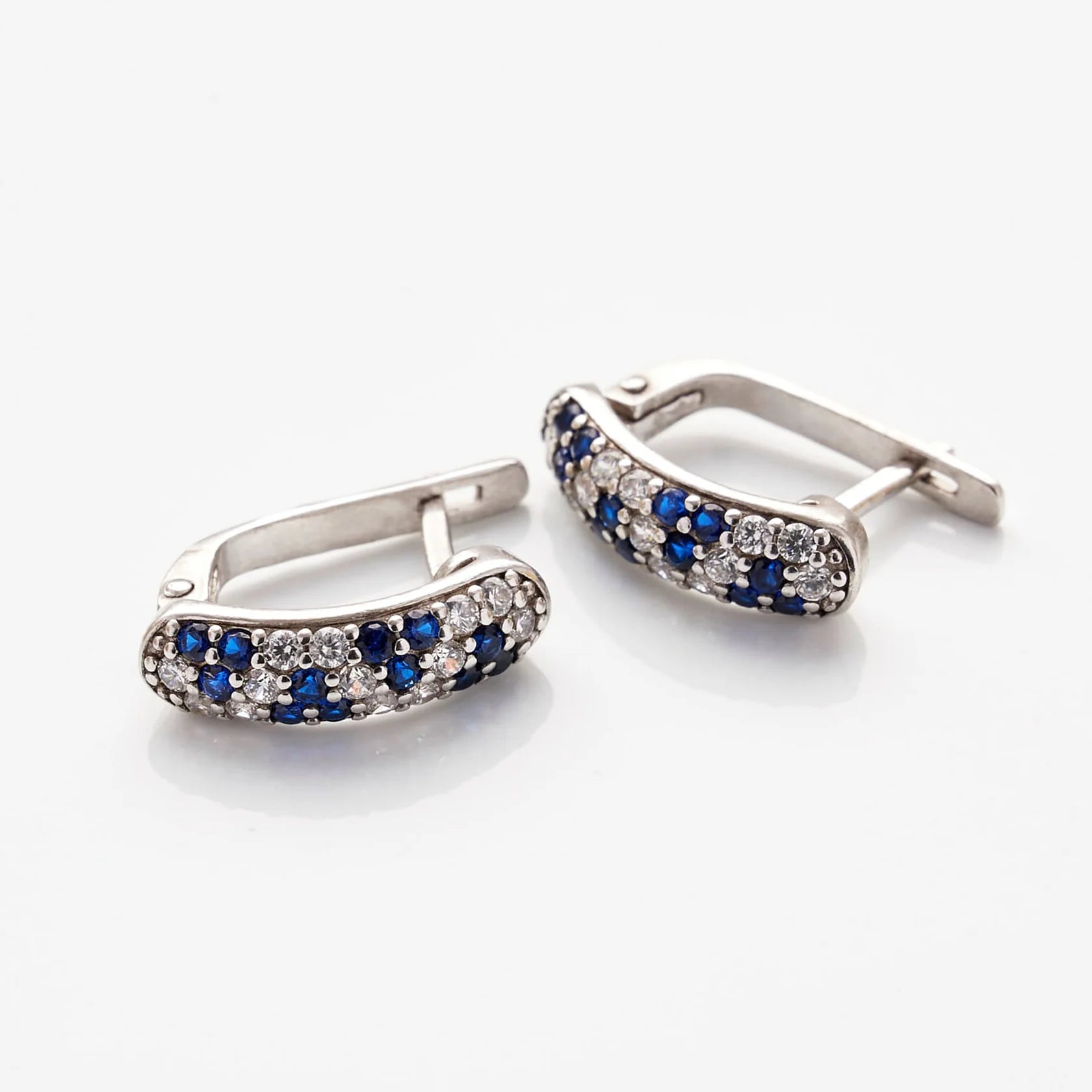 Gold Earrings with Sapphires and Diamonds