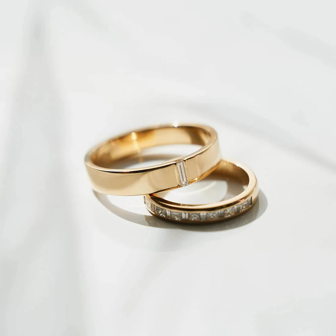 Gold Ring with Baguette Diamond