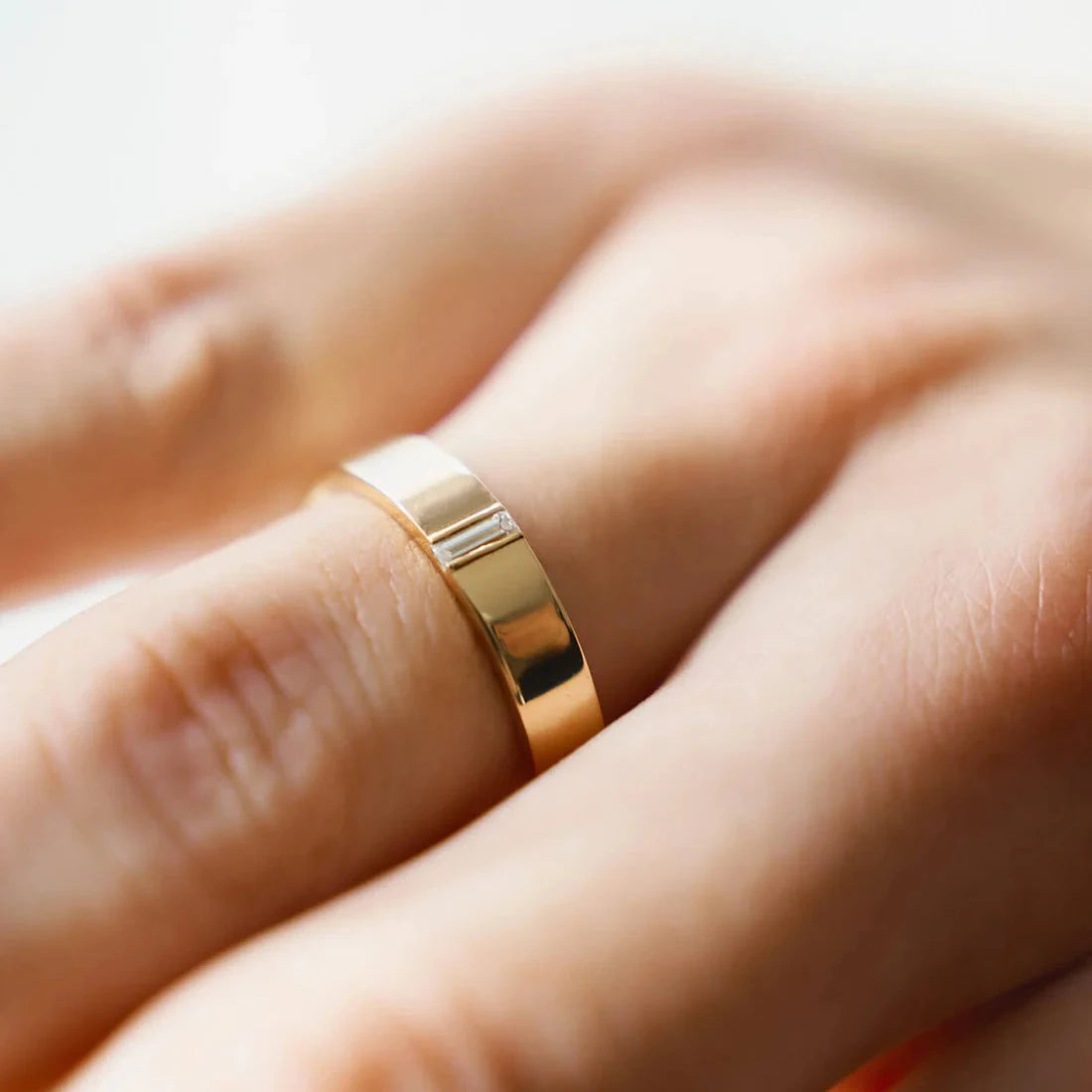 Gold Ring with Baguette Diamond