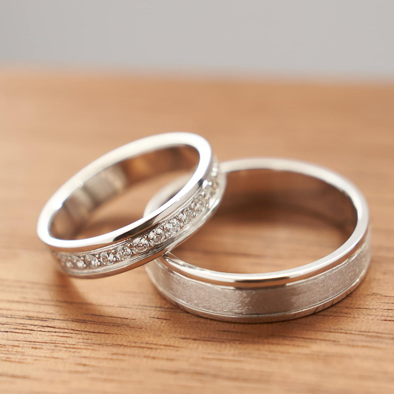 Gold Wedding band with Diamonds