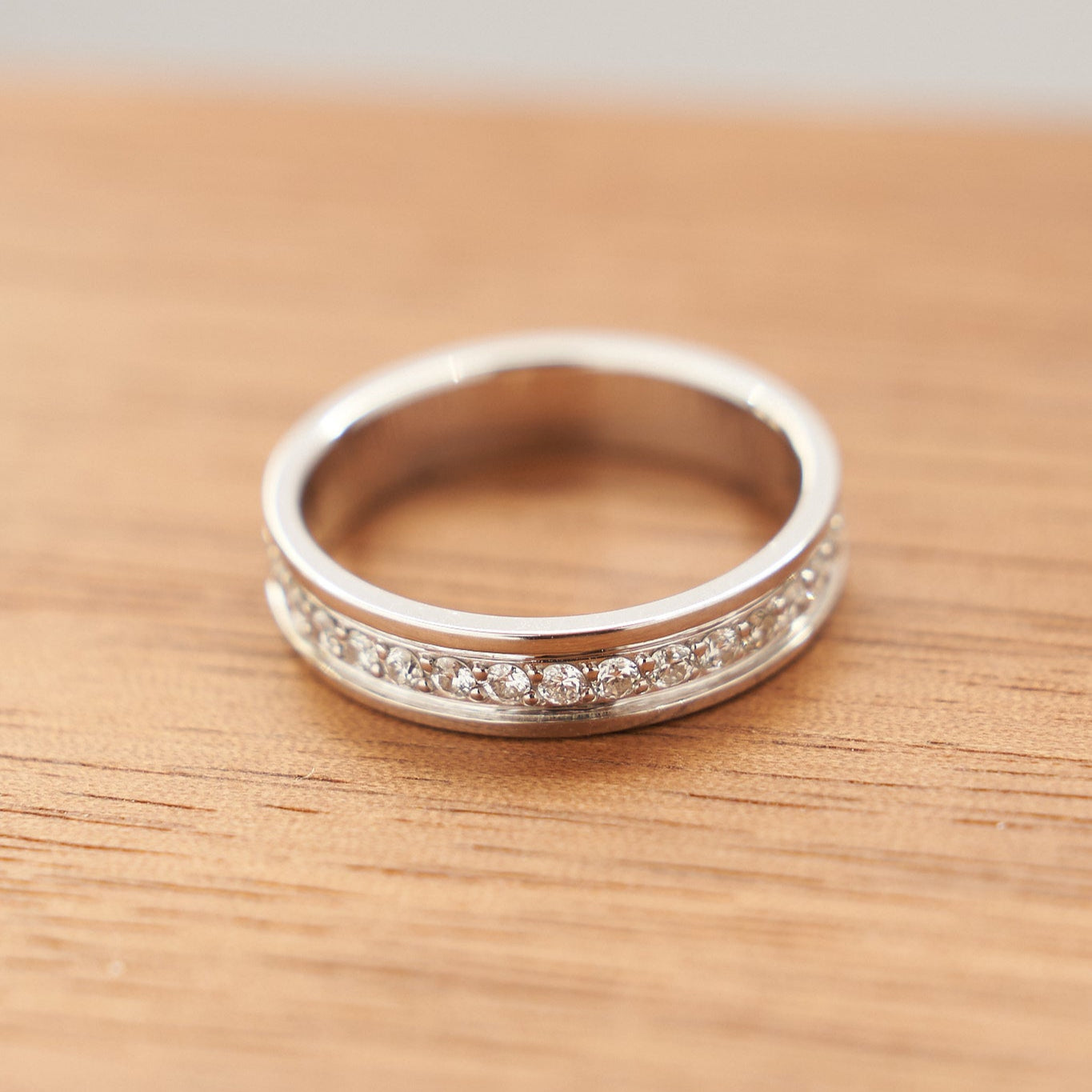 Gold Wedding band with Diamonds