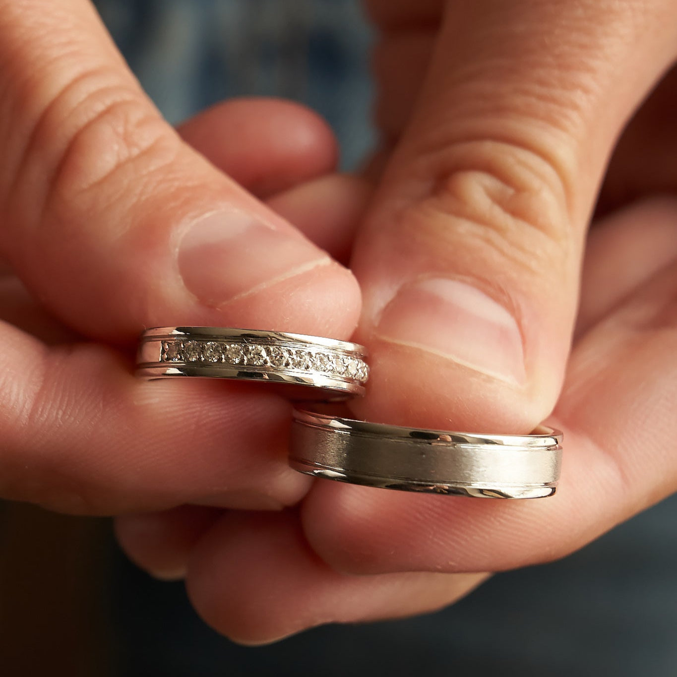 Gold Wedding band with Diamonds