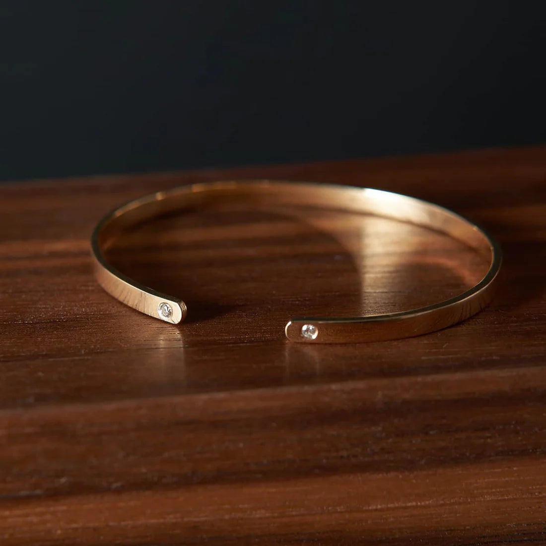 Gold Open Bracelet with Diamonds