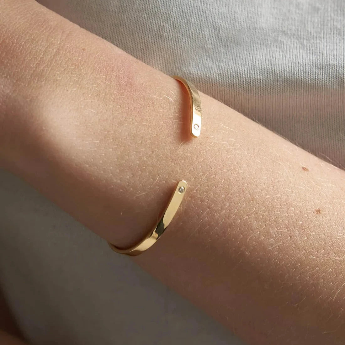 Gold Open Bracelet with Diamonds