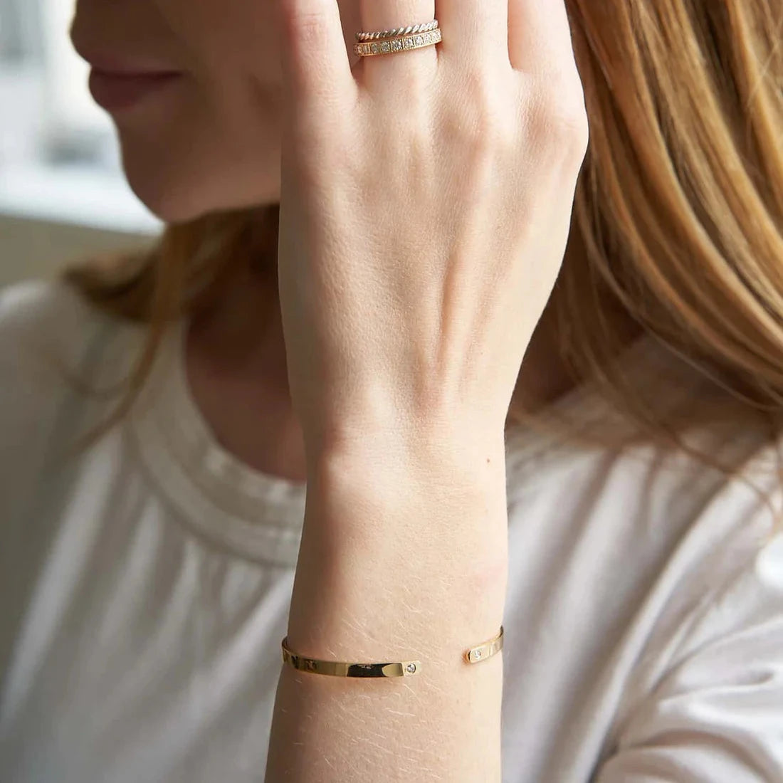 Gold Open Bracelet with Diamonds