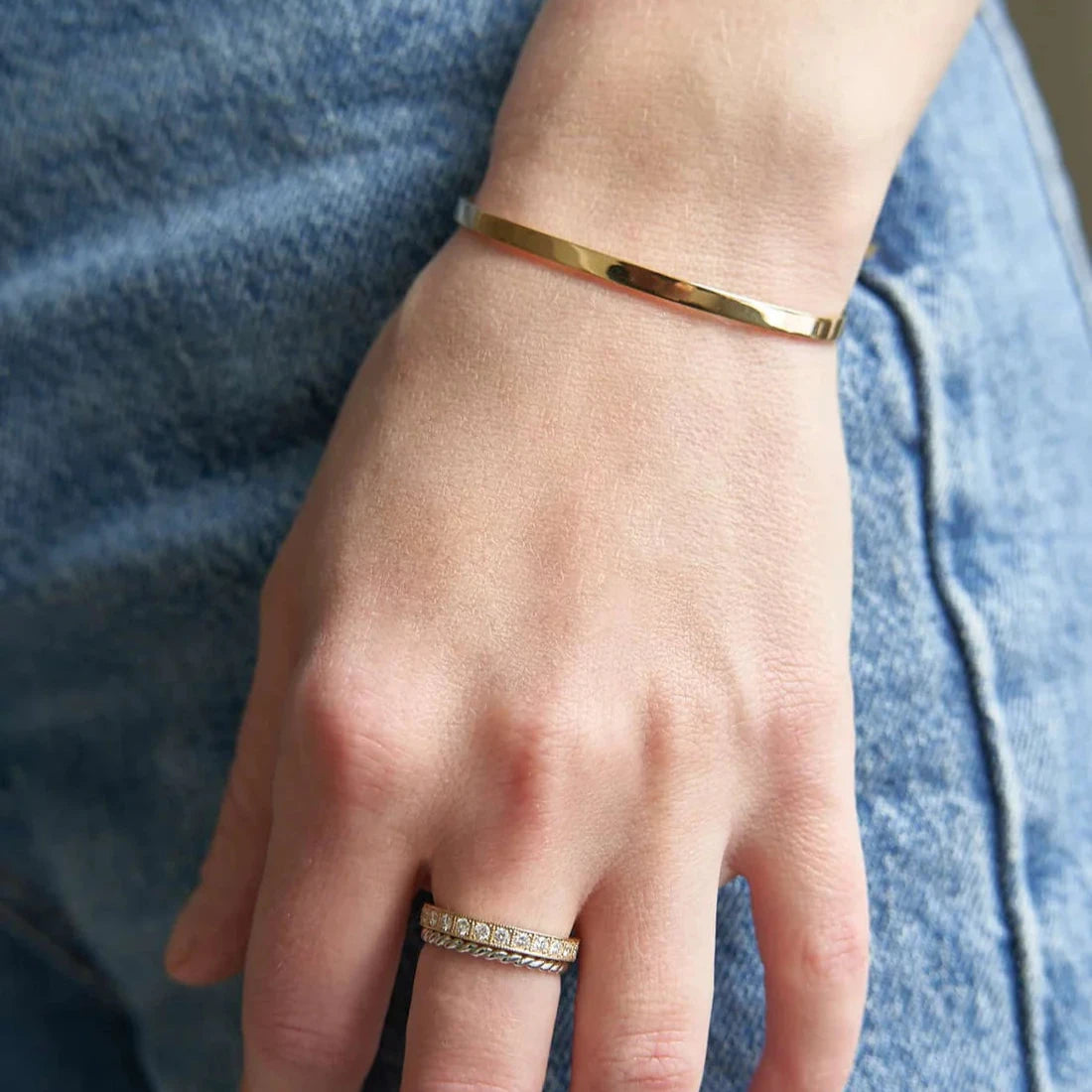 Gold Open Bracelet with Diamonds