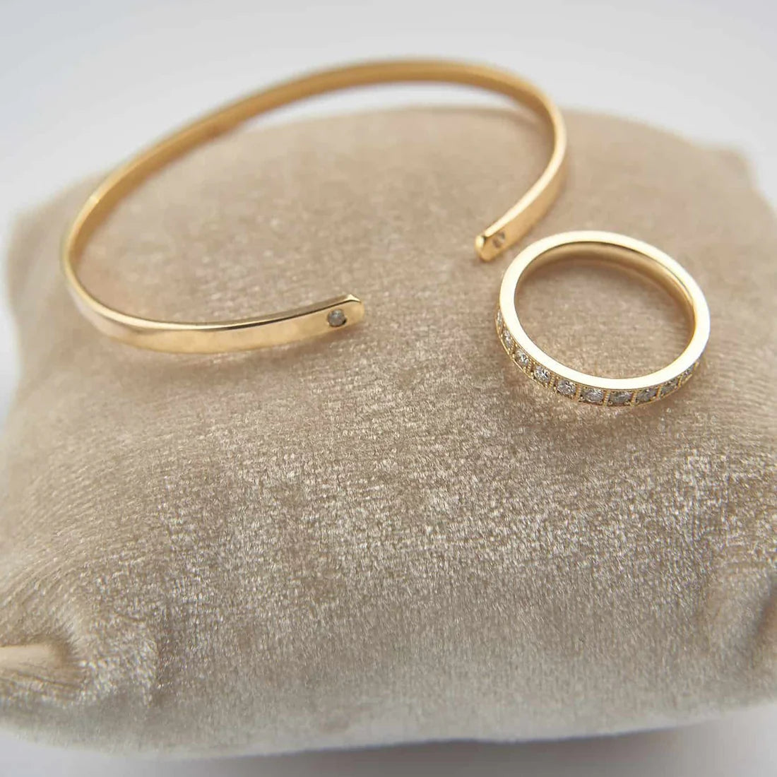 Gold Open Bracelet with Diamonds