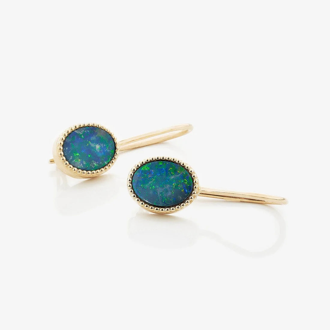 Gold Earrings with Oval cut Opal