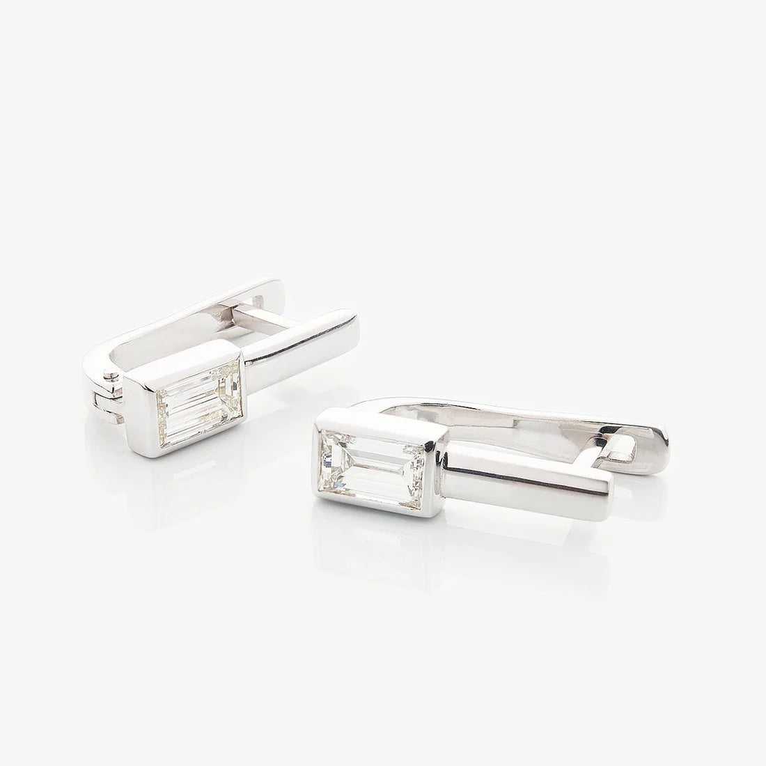 Gold Earrings with Baguette Diamonds