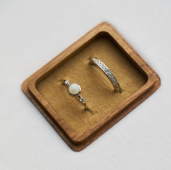 Gold Ring with Round Opal and Diamonds