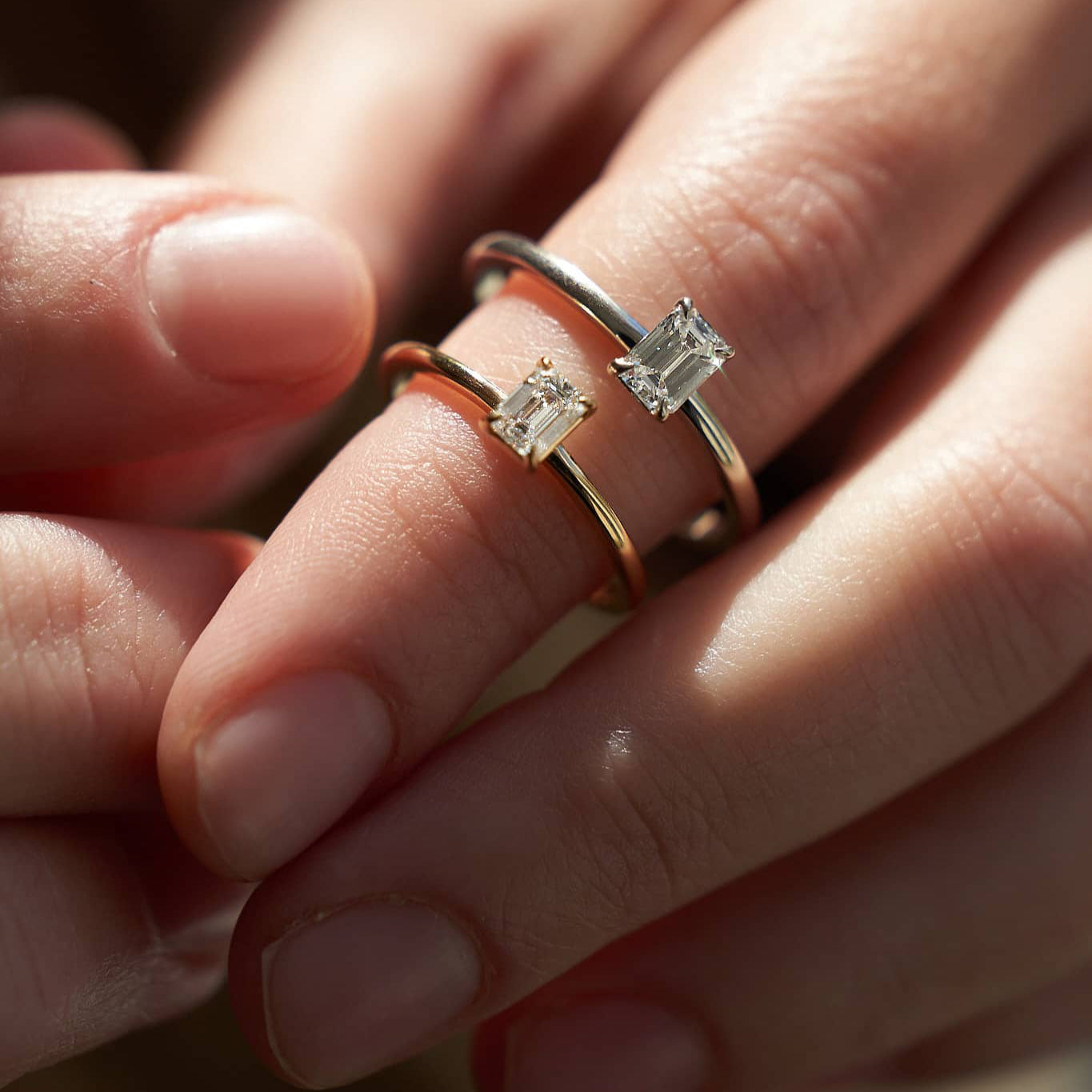 Gold Ring with Emerald Diamond 0,3 ct