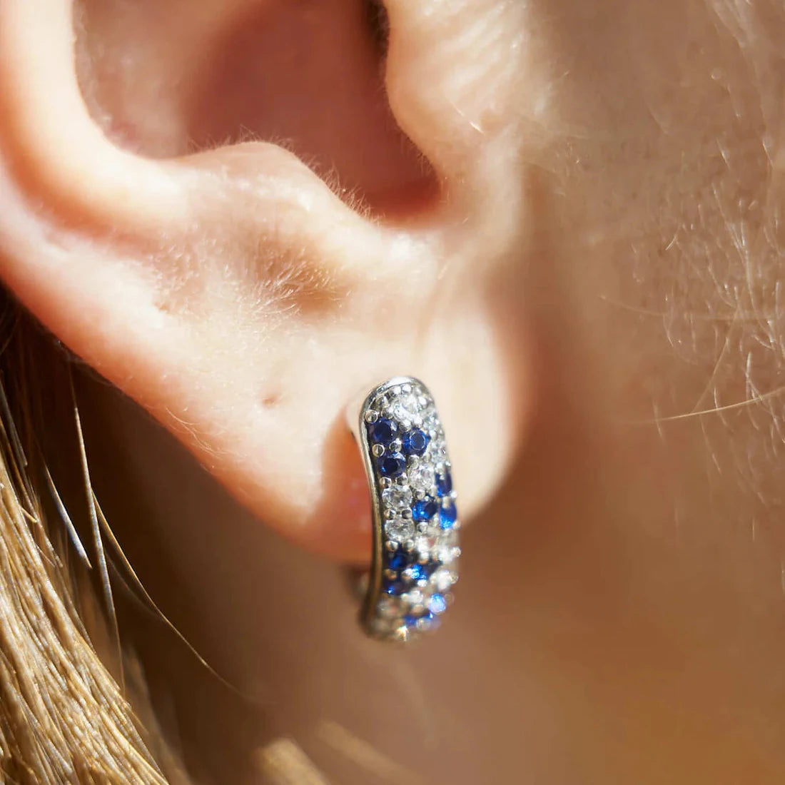 Gold Earrings with Sapphires and Diamonds