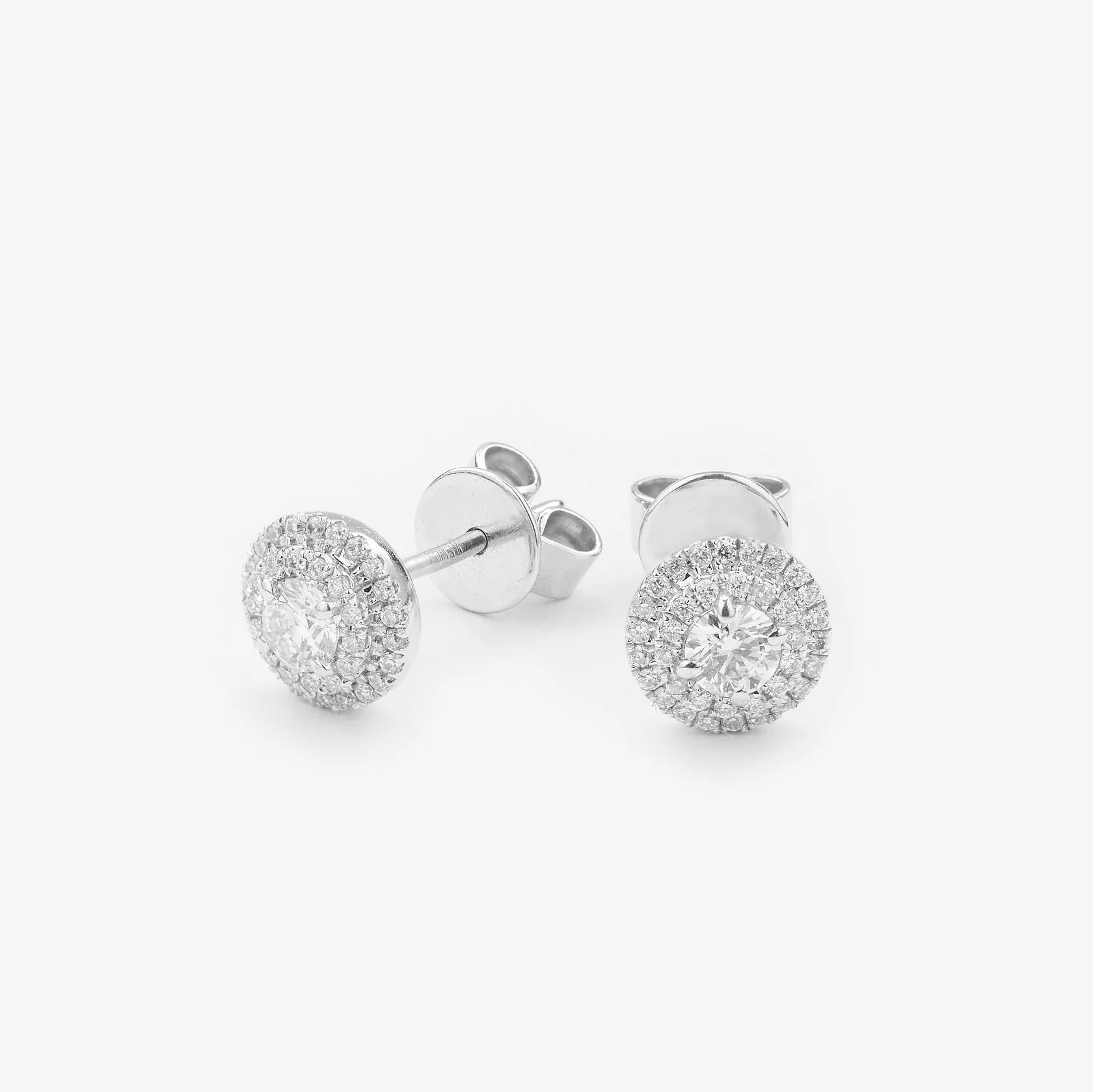 Gold Stud Earrings with Round Diamonds