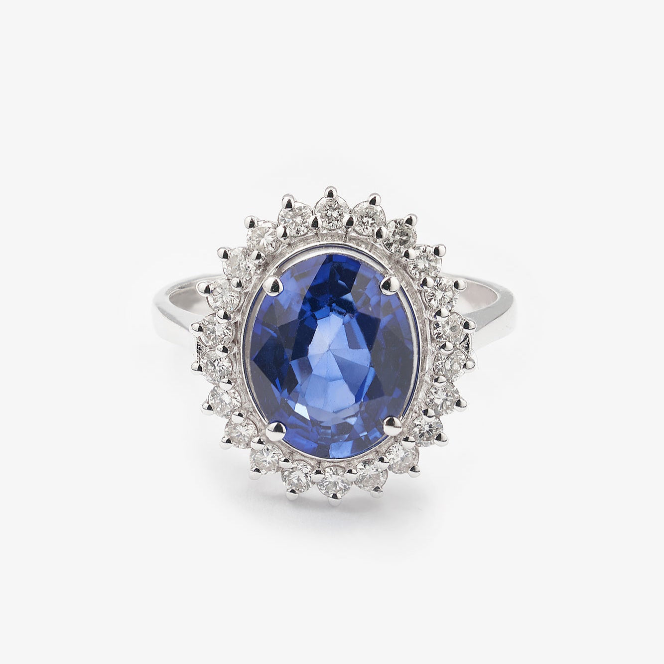Gold Ring with Oval Sapphire and Diamonds