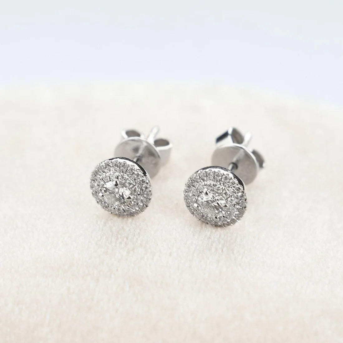 Gold Stud Earrings with Round Diamonds