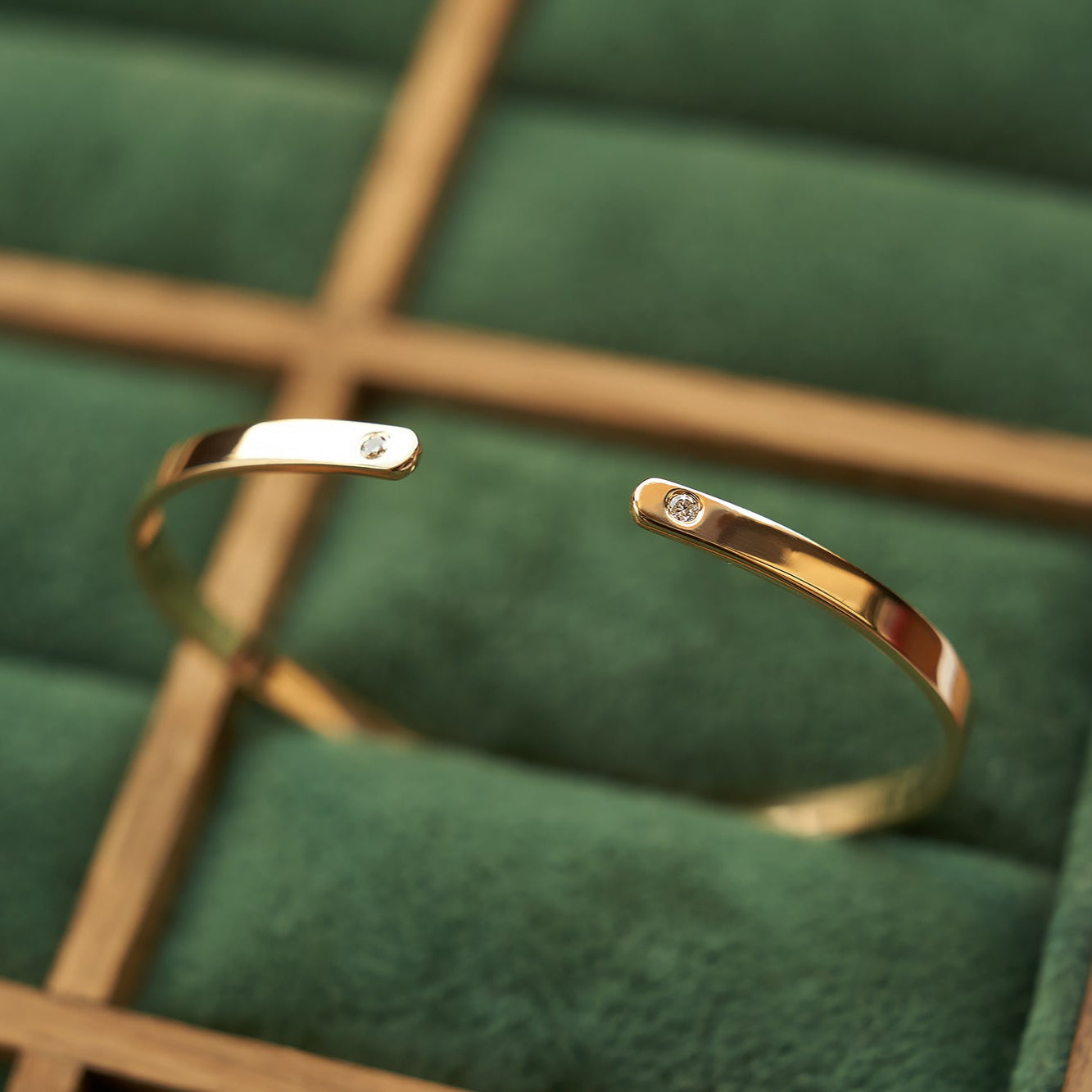 Gold Open Bracelet with Diamonds