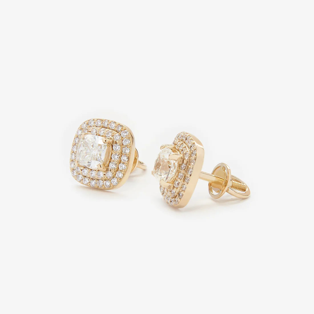 Stud Earrings with Cushion Diamonds