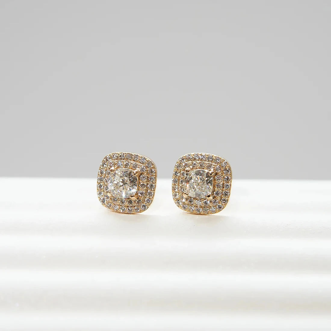 Stud Earrings with Cushion Diamonds