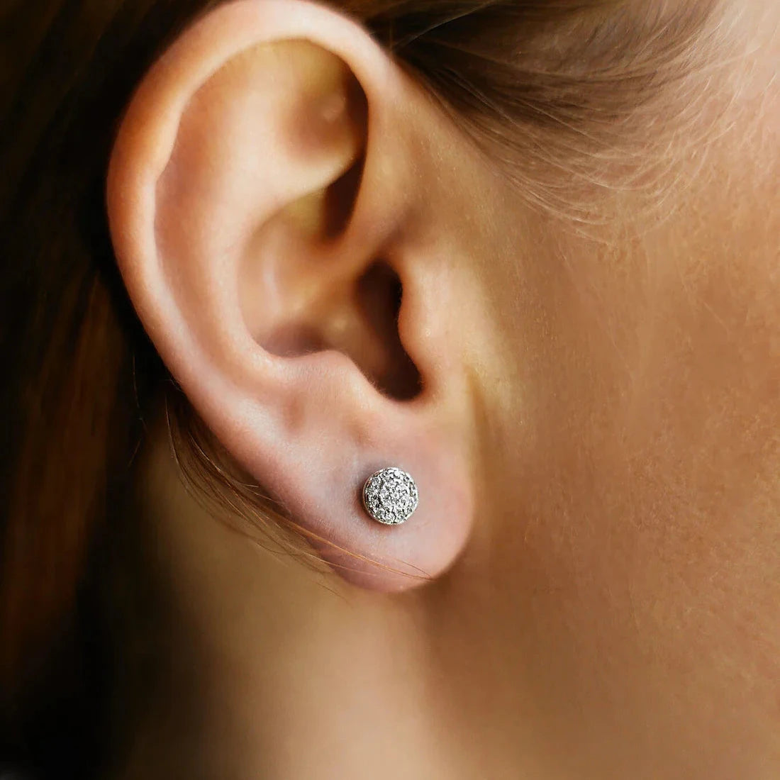 Gold Stud Earrings with Diamonds