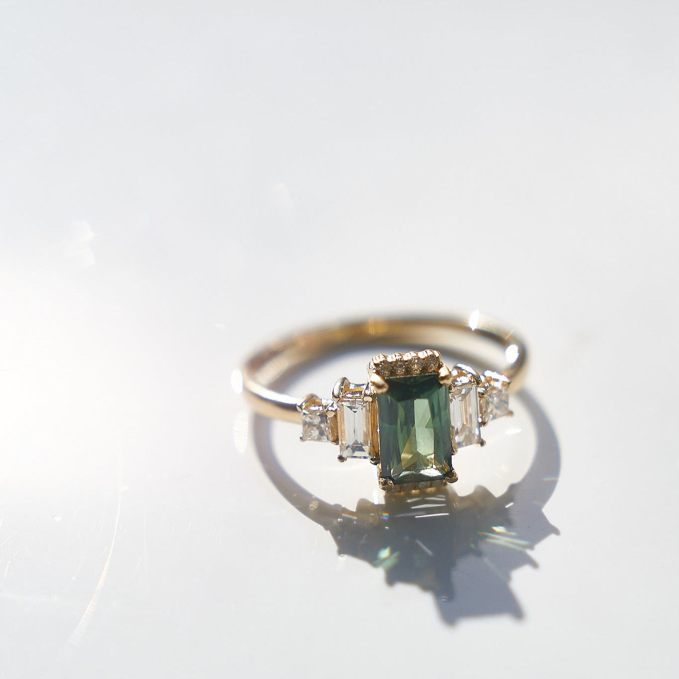 Gold Ring with Emerald Sapphire and Diamonds