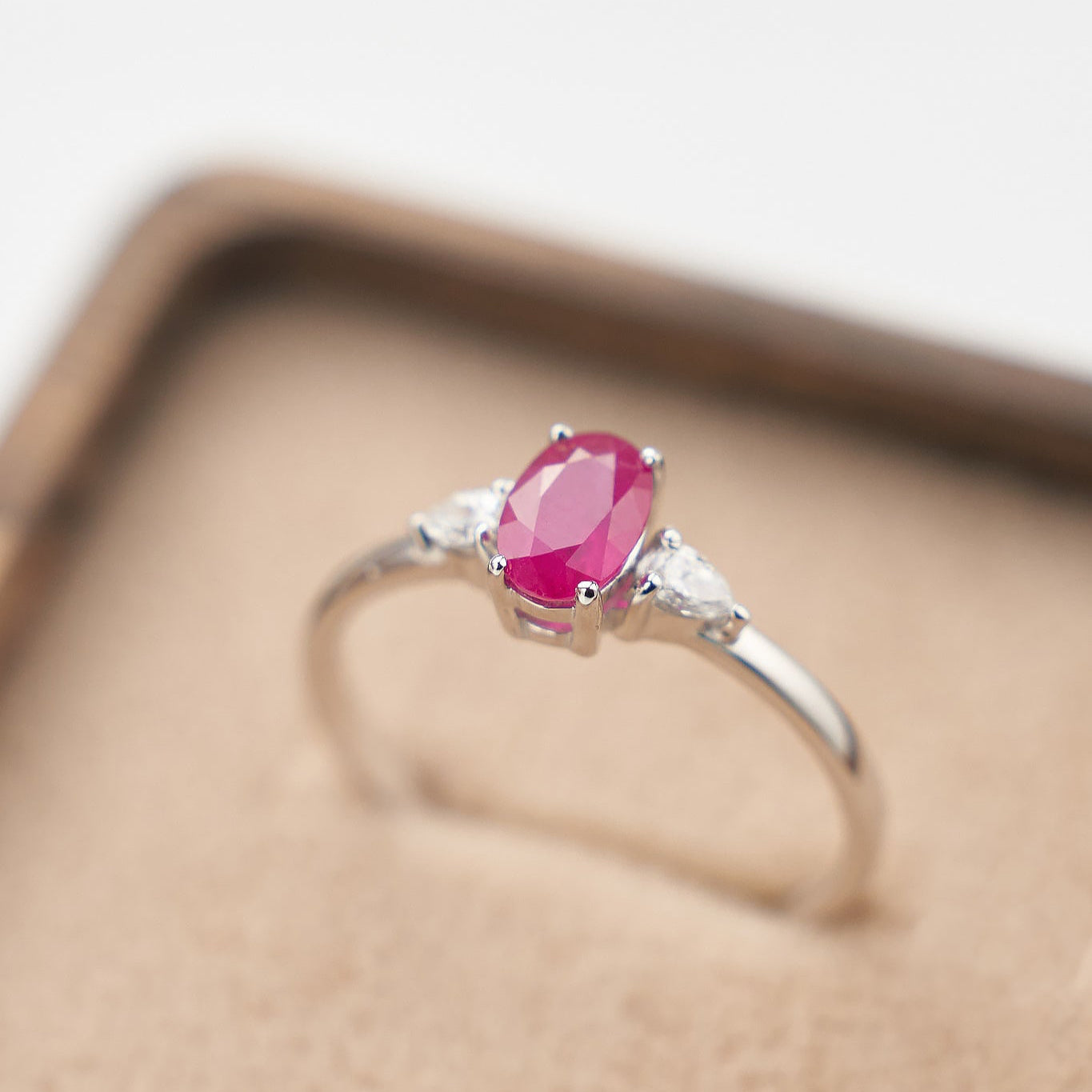 Gold Ring with Oval Ruby and Diamonds