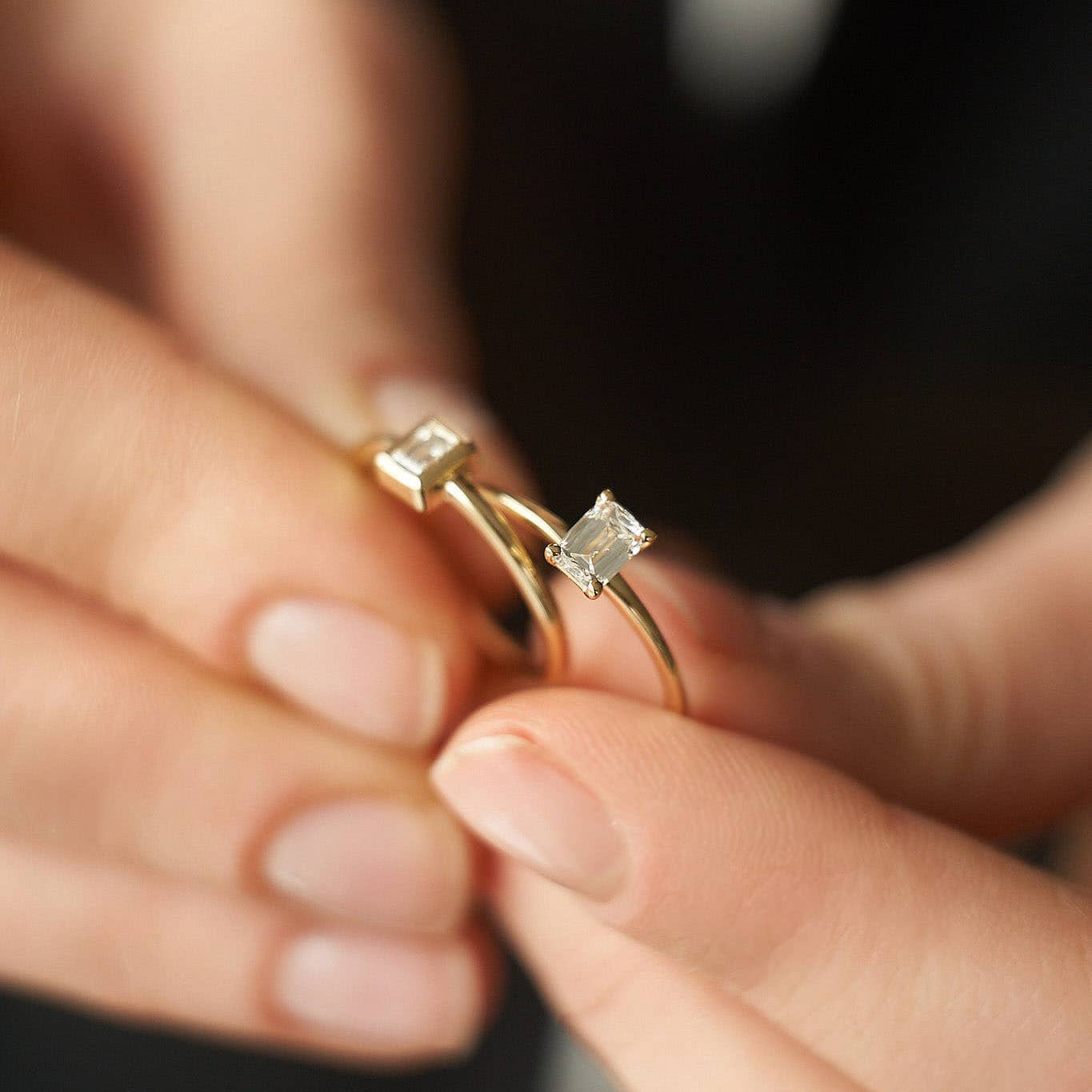 Gold Ring with Emerald Diamond 0,3 ct