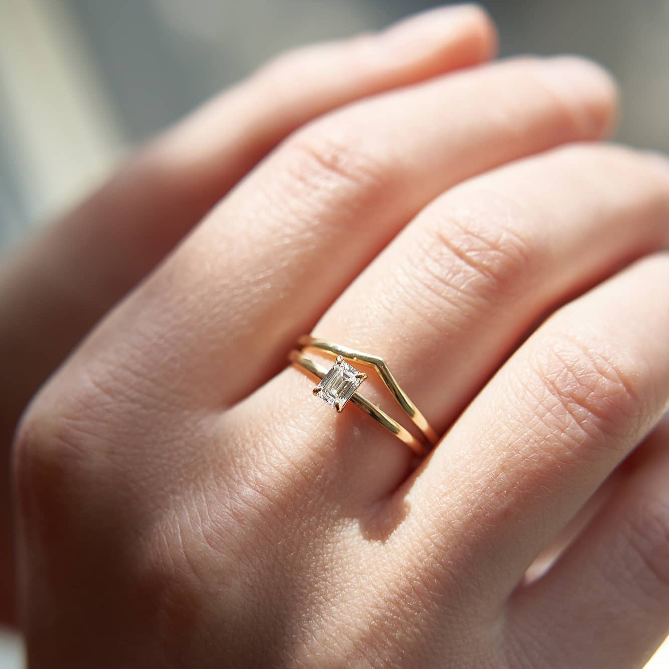 Gold Ring with Emerald Diamond 0,3 ct