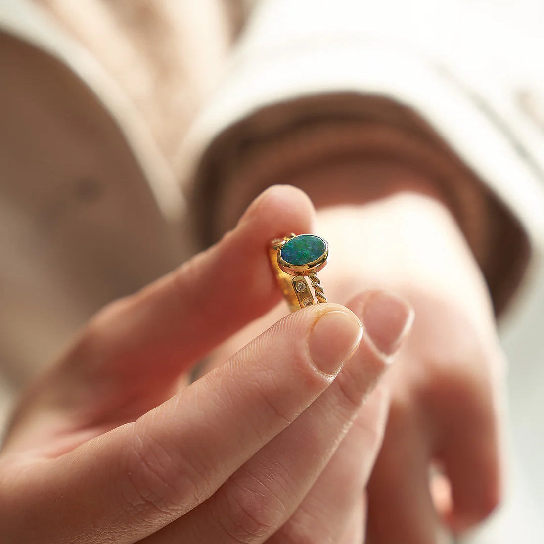 Gold Ring with Oval Opal