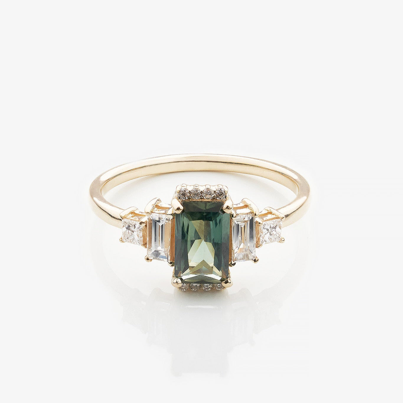 Gold Ring with Emerald Sapphire and Diamonds