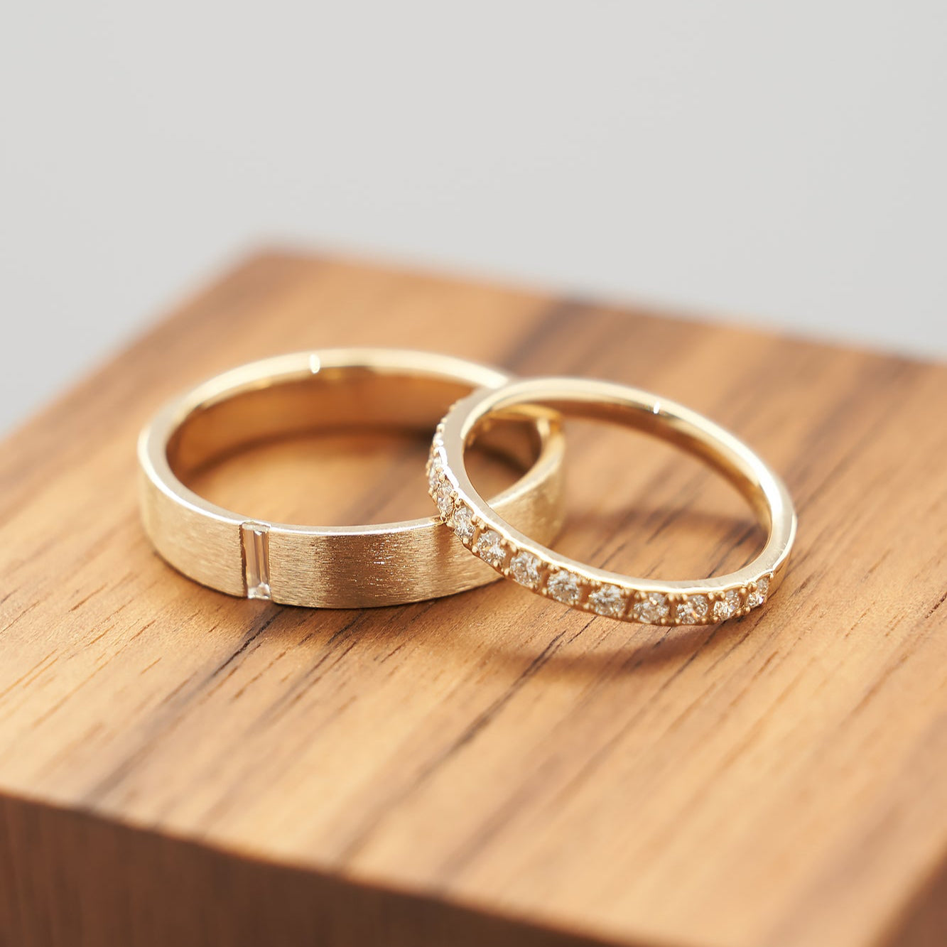 Gold Wedding band with diamonds