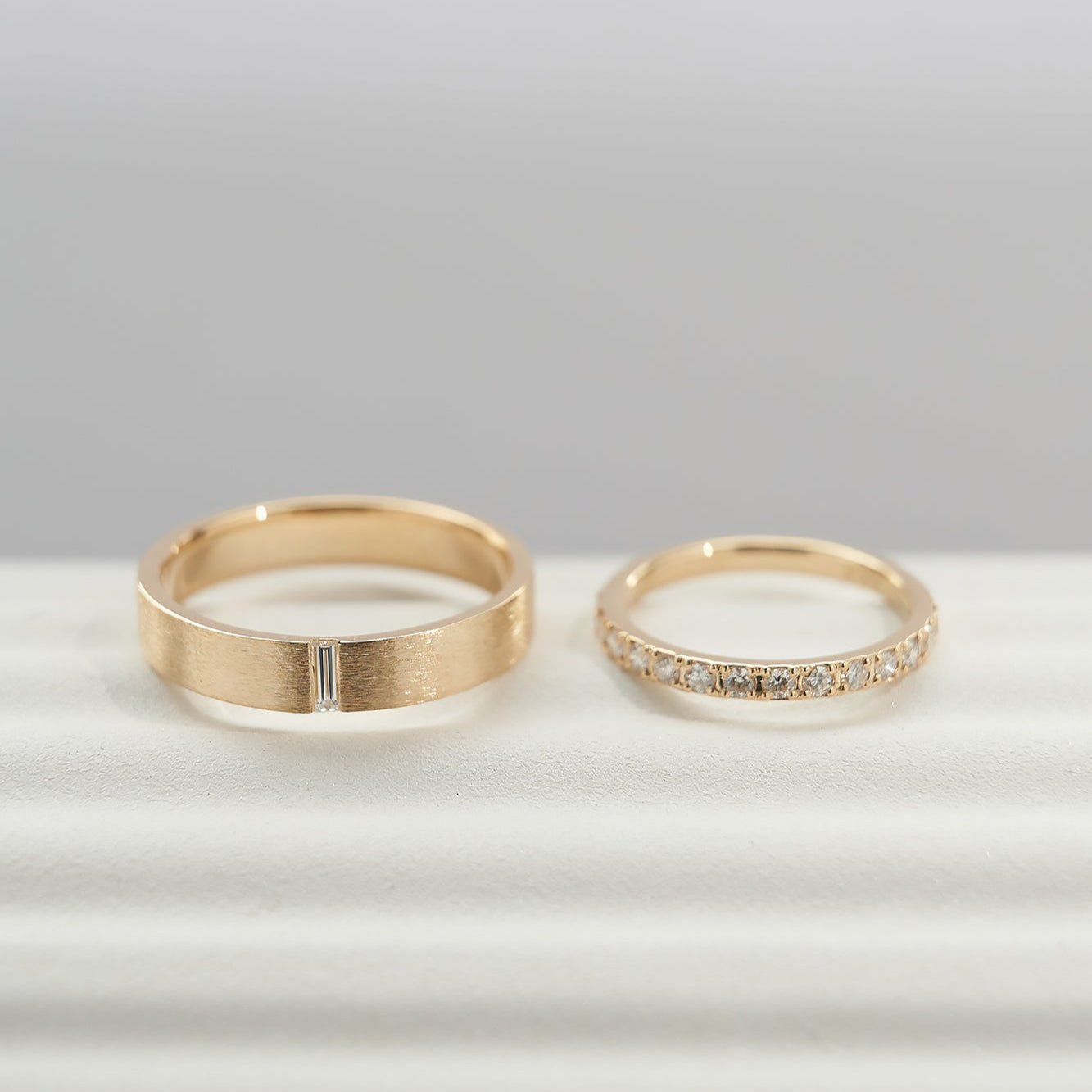 Gold Wedding band with diamonds