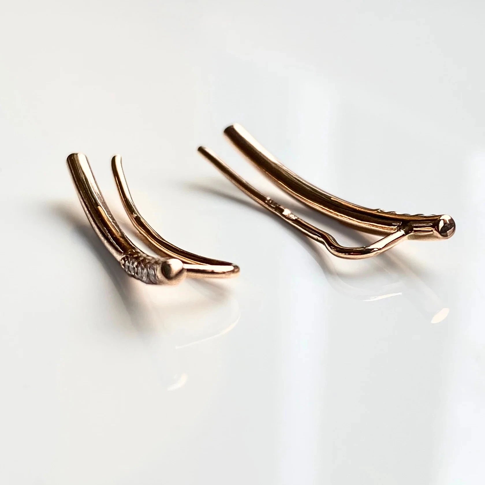 Gold Cuff Earrings with Diamonds