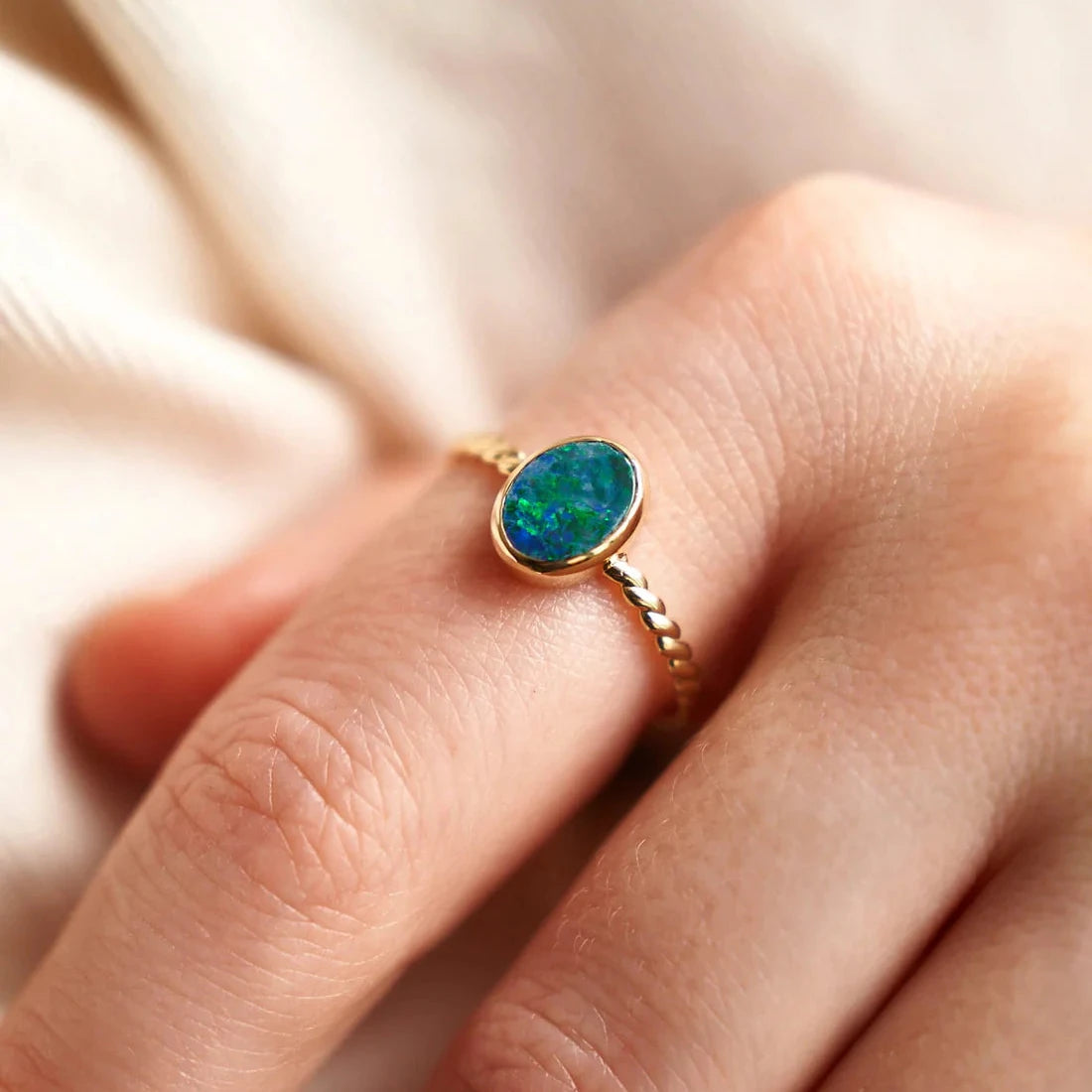 Gold Ring with Oval Opal