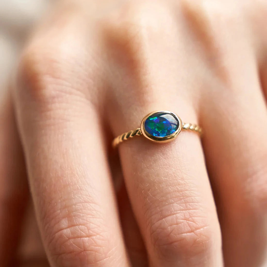 Gold Ring with Oval Opal