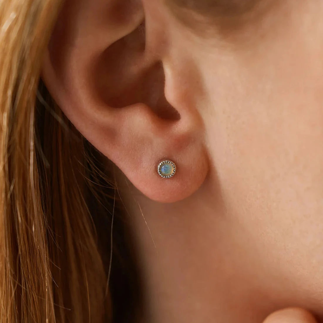 Gold Earrings with Round cut Opal