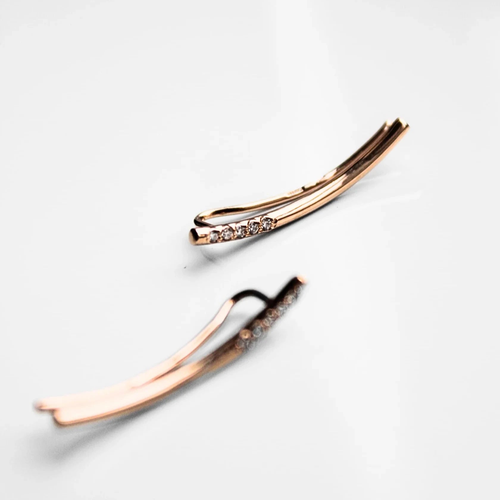 Gold Cuff Earrings with Diamonds