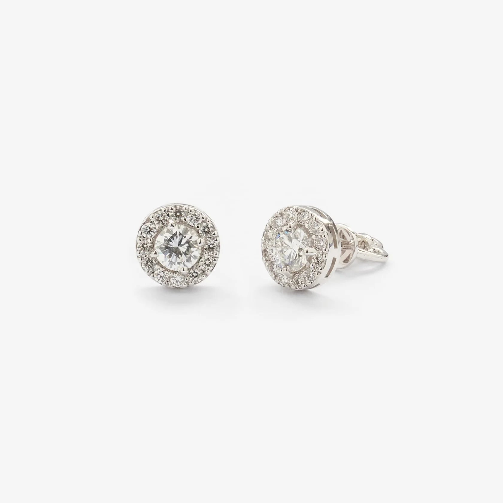 Gold Stud Earrings with Round Diamonds