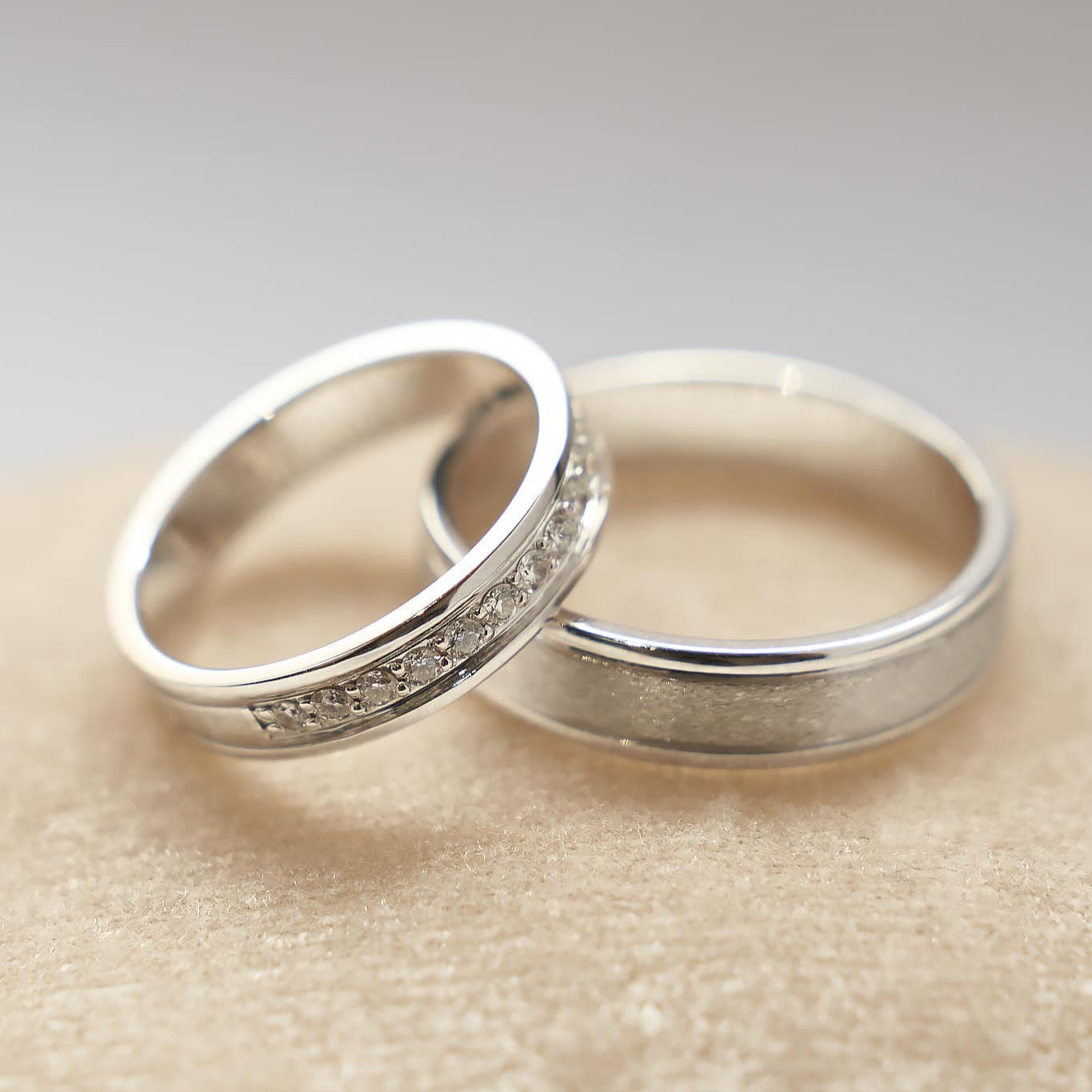 Gold Wedding band with Diamonds