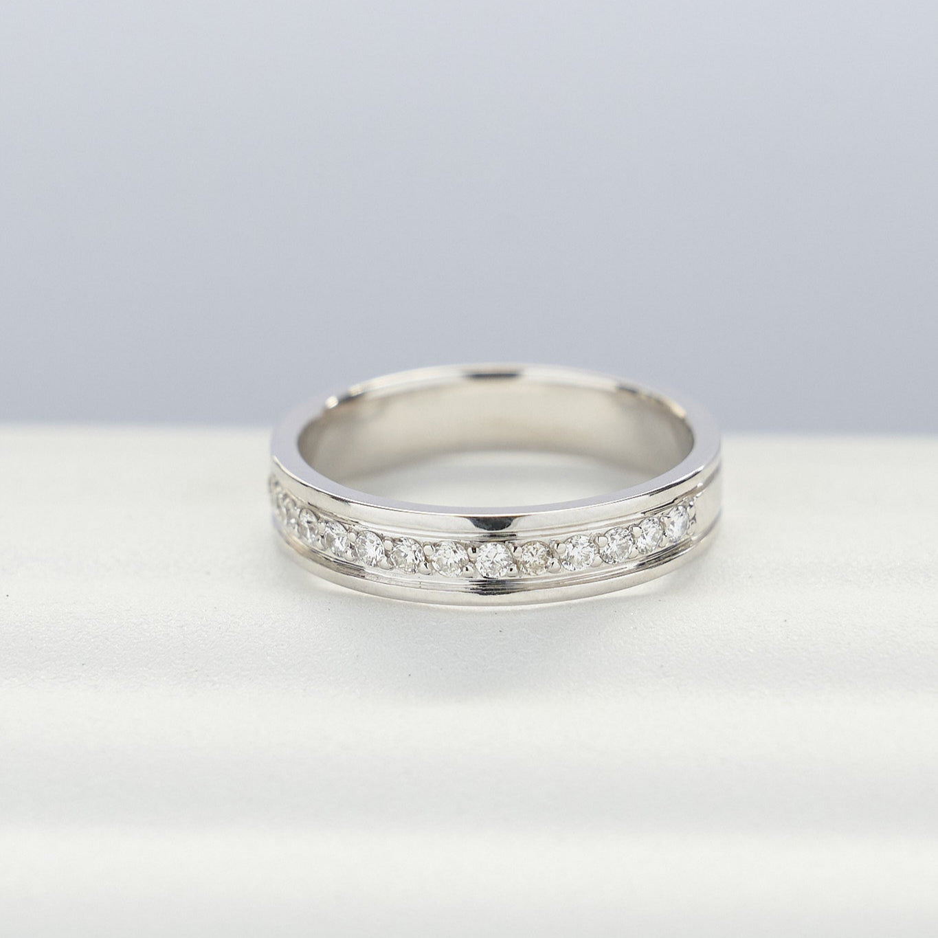 Gold Wedding band with Diamonds