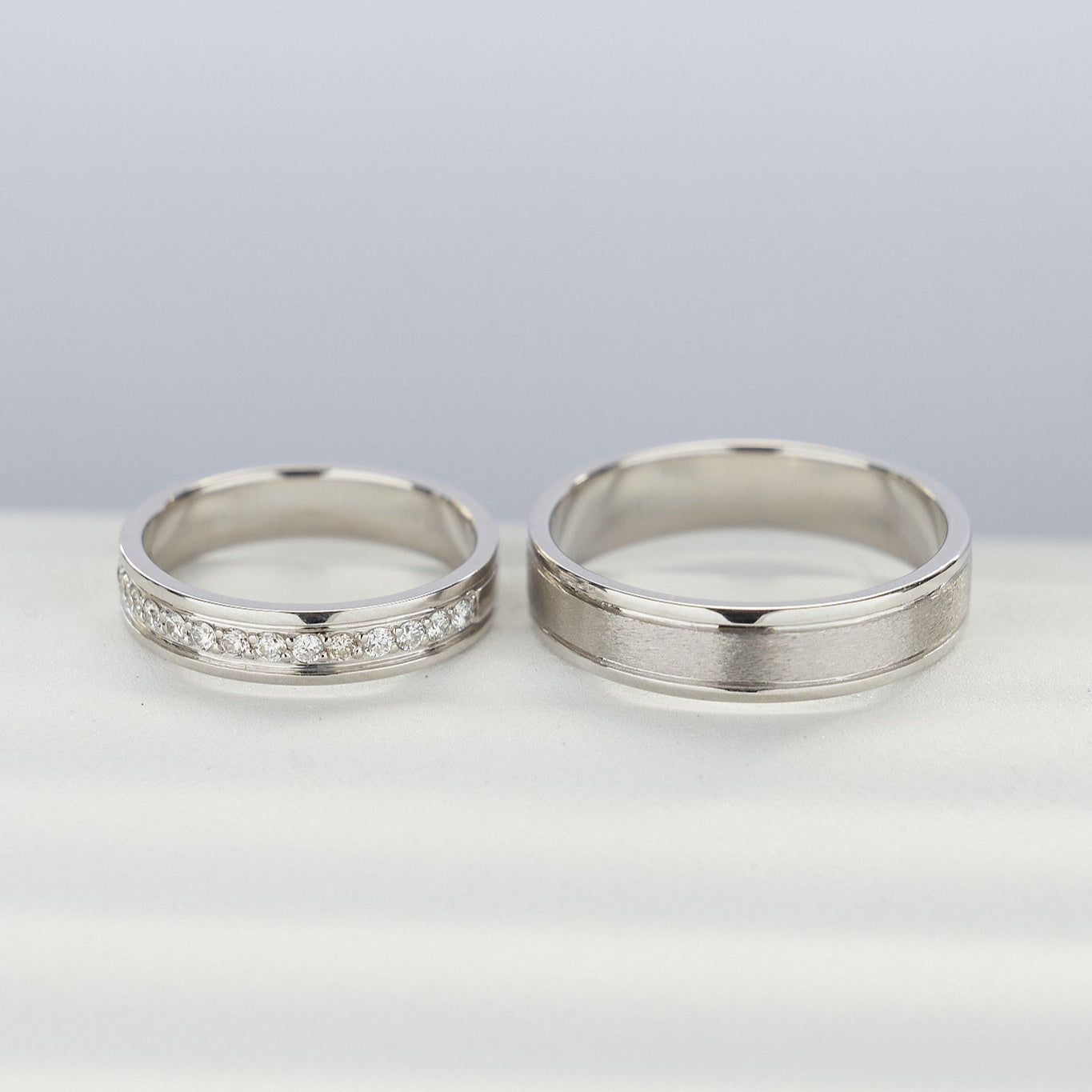 Gold Wedding band with Diamonds