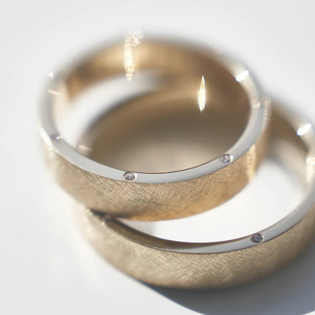 Gold Wedding band with Diamonds