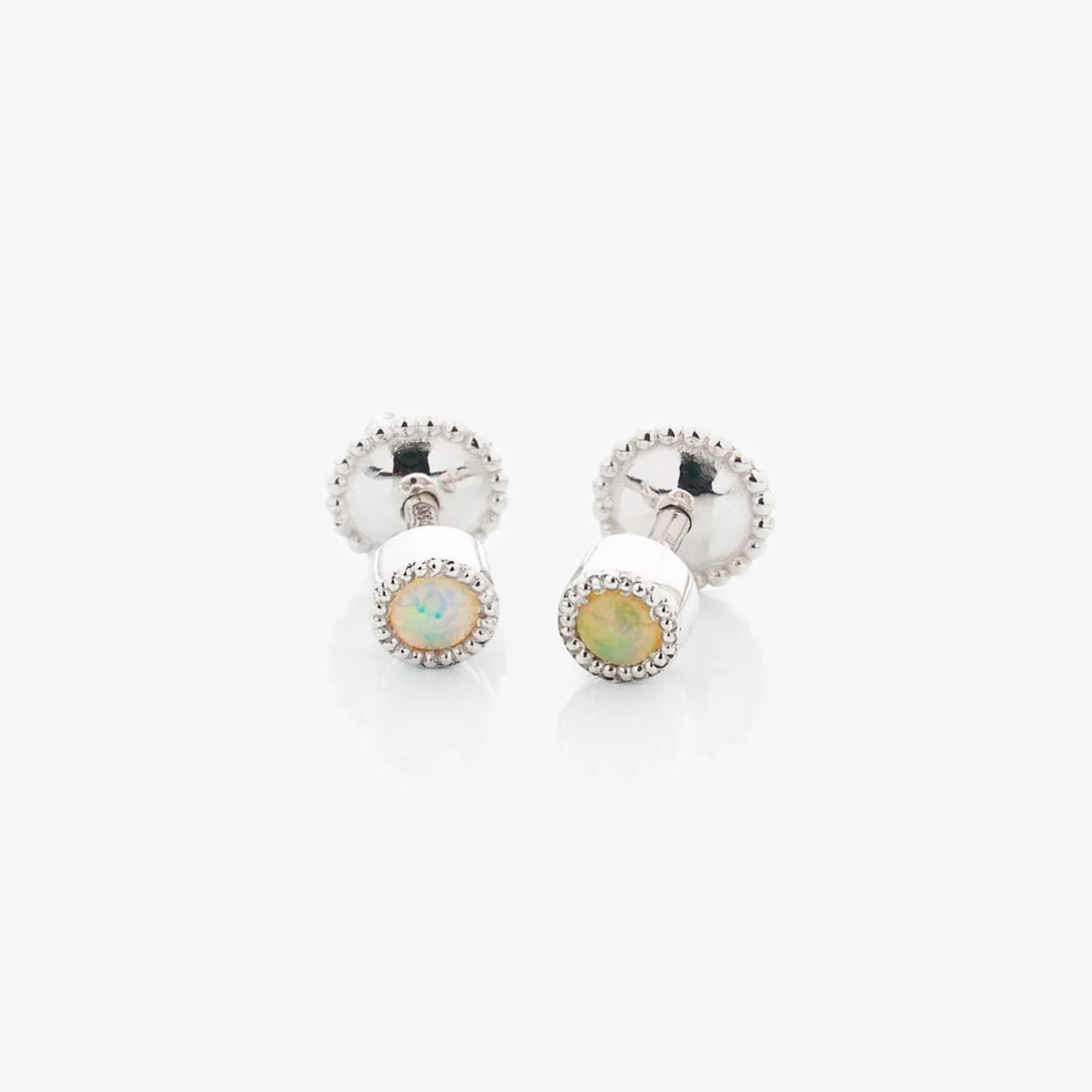 Gold Earrings with Round cut Opal