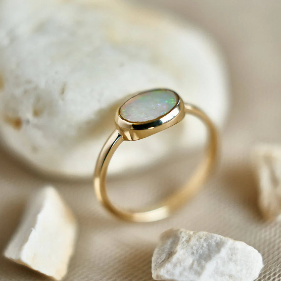 Gold Ring with Oval Opal