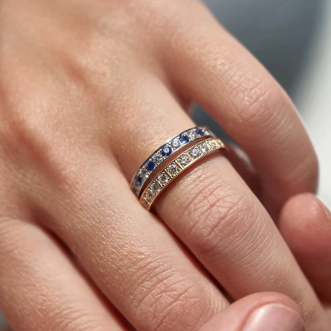 Gold Ring with Sapphires and Diamonds