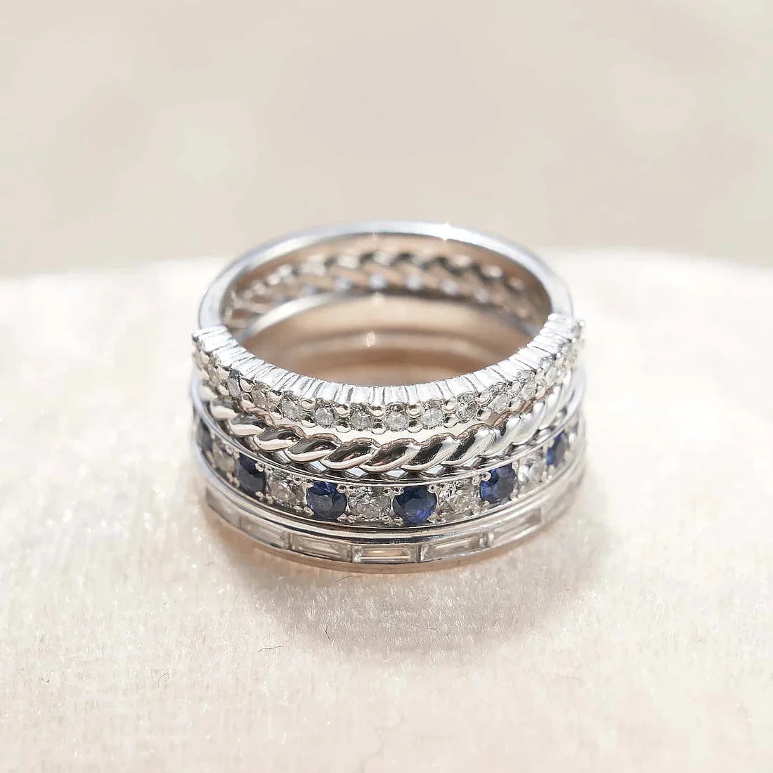 Gold Ring set with Sapphires and Diamonds