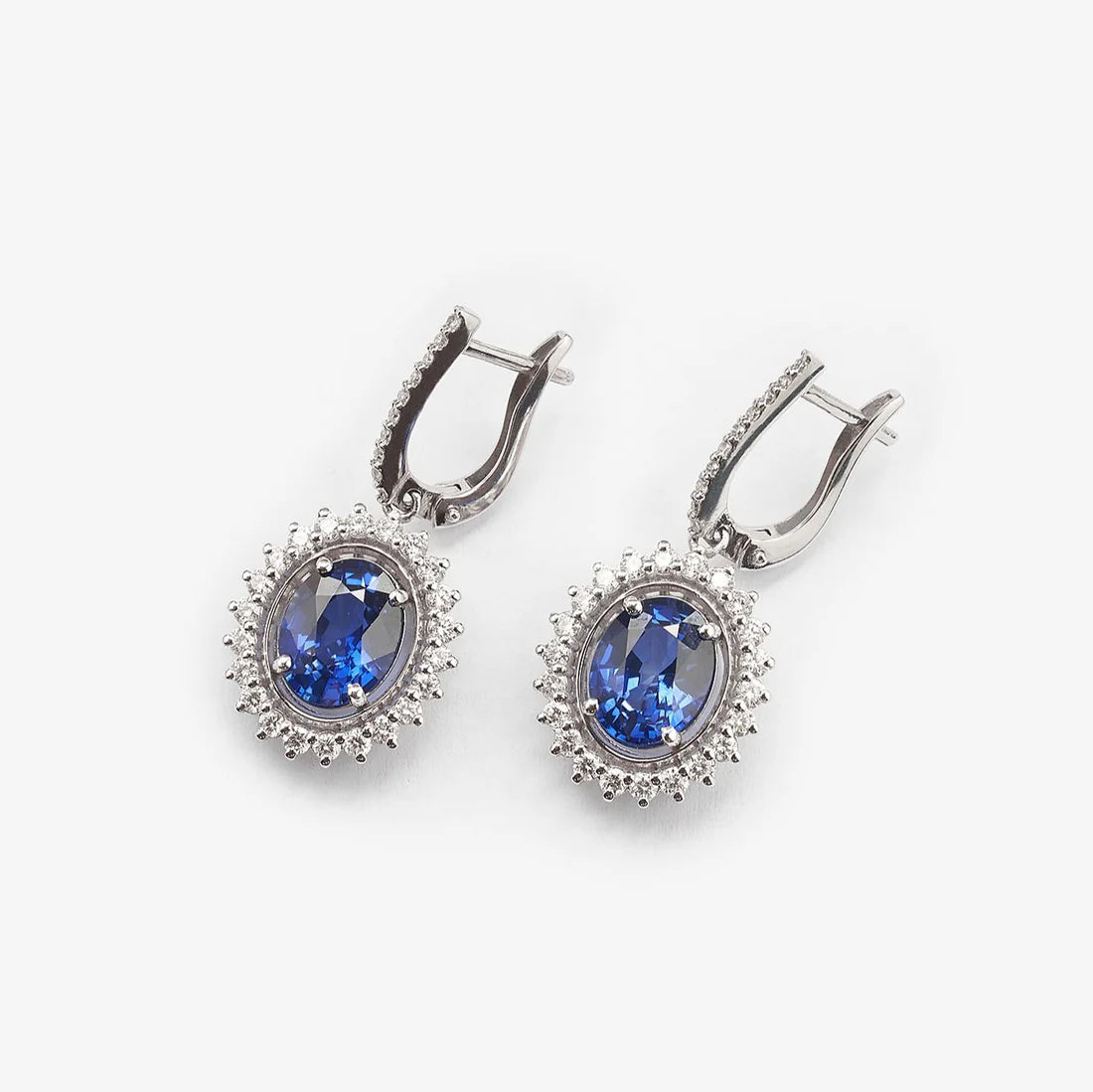 Gold Earrings with Sapphires and Diamonds
