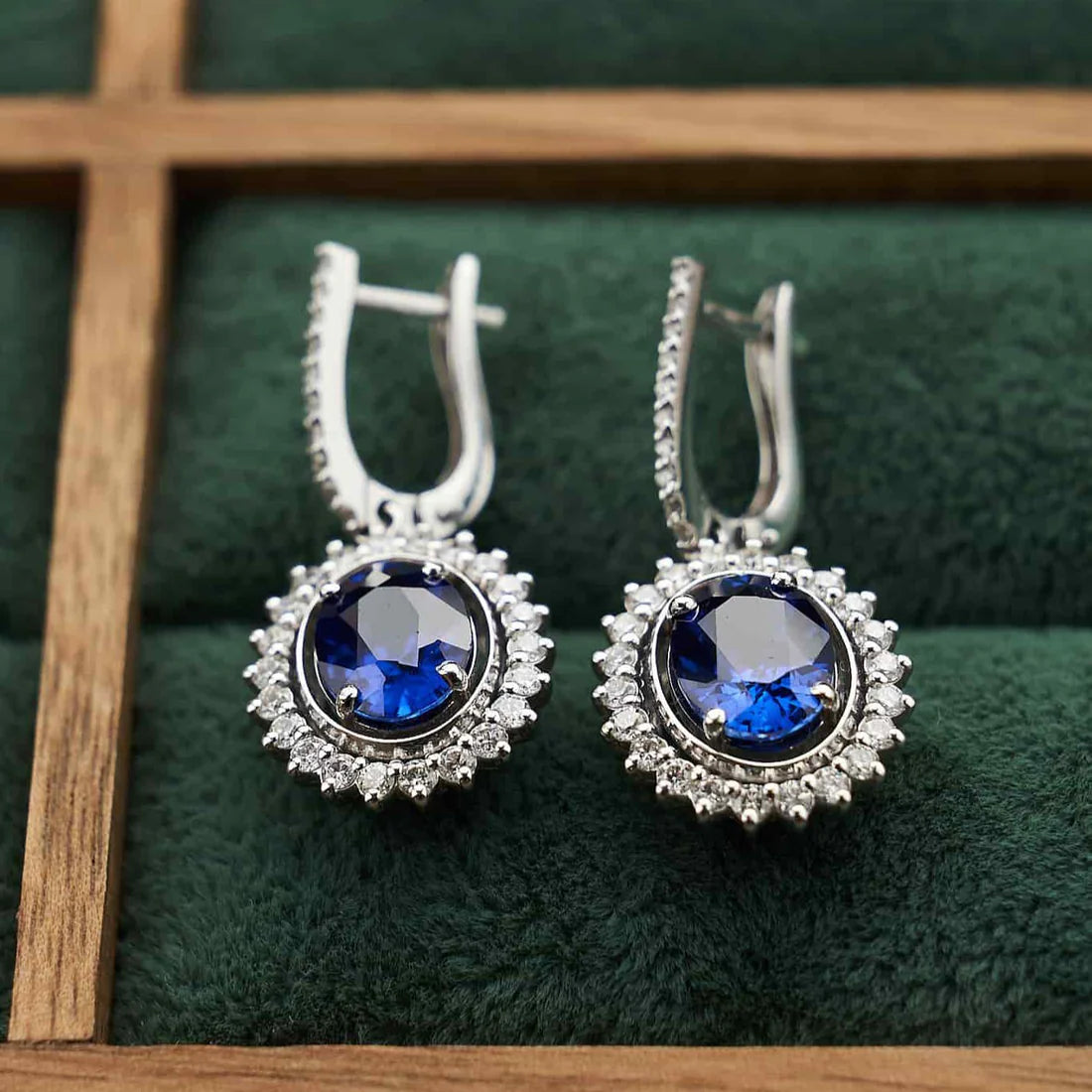 Gold Earrings with Sapphires and Diamonds